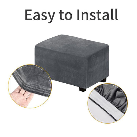 Velvet Rectangle Ottoman Stool Cover-HA00542-Veeddydropshipping