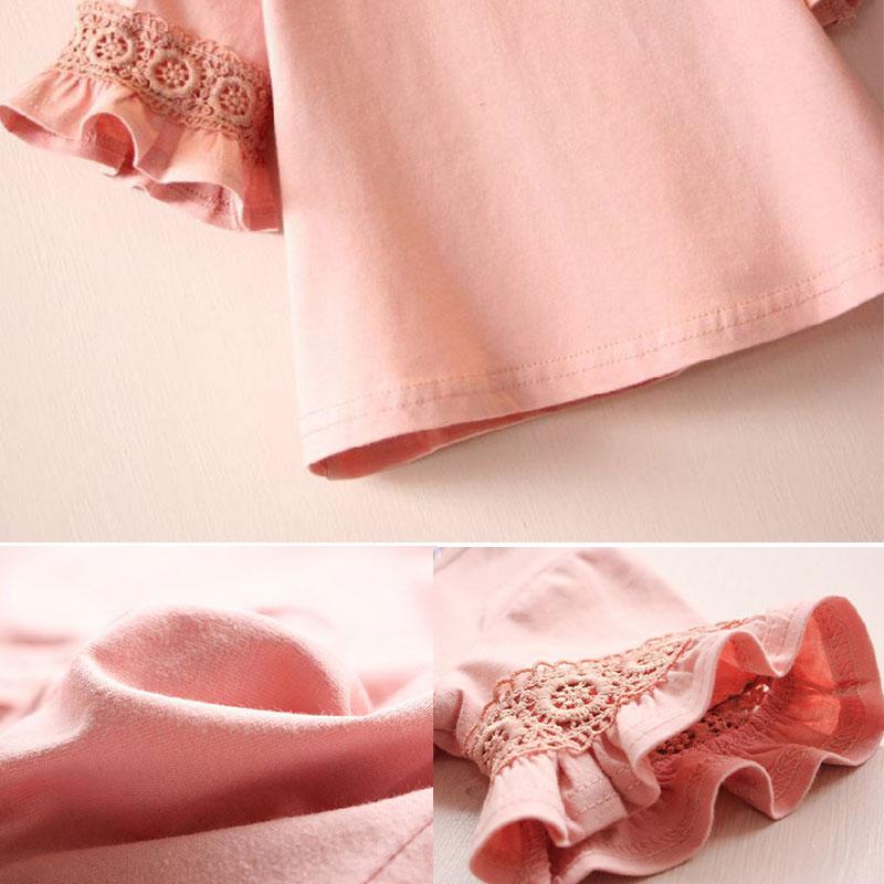Girls Baby T-shirt Round Neck Lace Short Sleeve-Veeddydropshipping