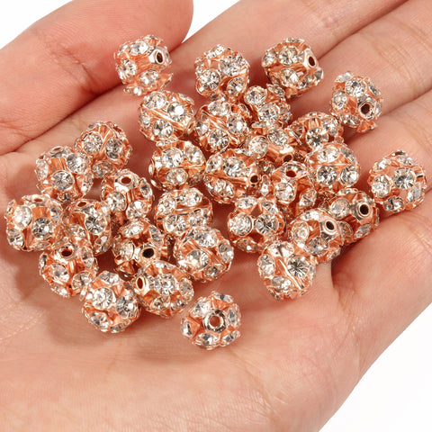 Rhinestone Ball Shape Loose Beads Metal Crystal Beads for Jewelry-JW01472-Veeddydropshipping