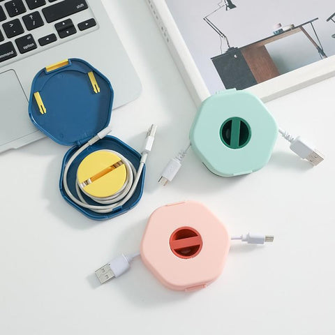 Data Cable Storage Case Wire Winder Box Portable Multifunctional Cable Hexagonal Container USB-PA00865-Veeddydropshipping