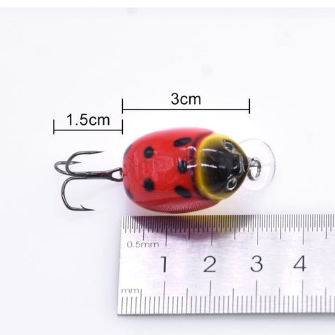 carnada Artificial ladybug Fishing Bait Insect Fishing Lures Topwater CrankBait Bass -OS00431-Veeddydropshipping