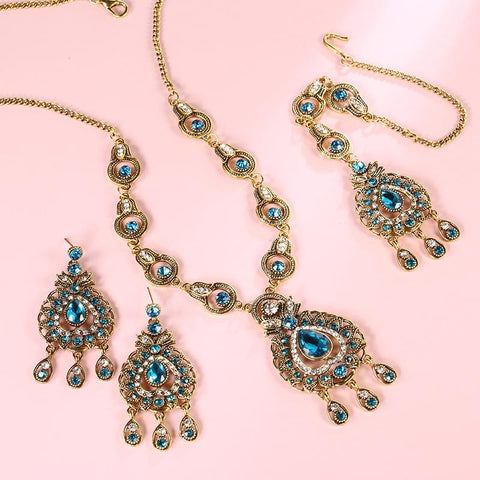 India Vintage Look Jewelry Sets Pendants Necklace Earring  -JW00328-Veeddydropshipping