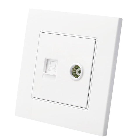 White 86 type PC panel Network cable TV computer network wall outlet socket -CE00247-Veeddydropshipping