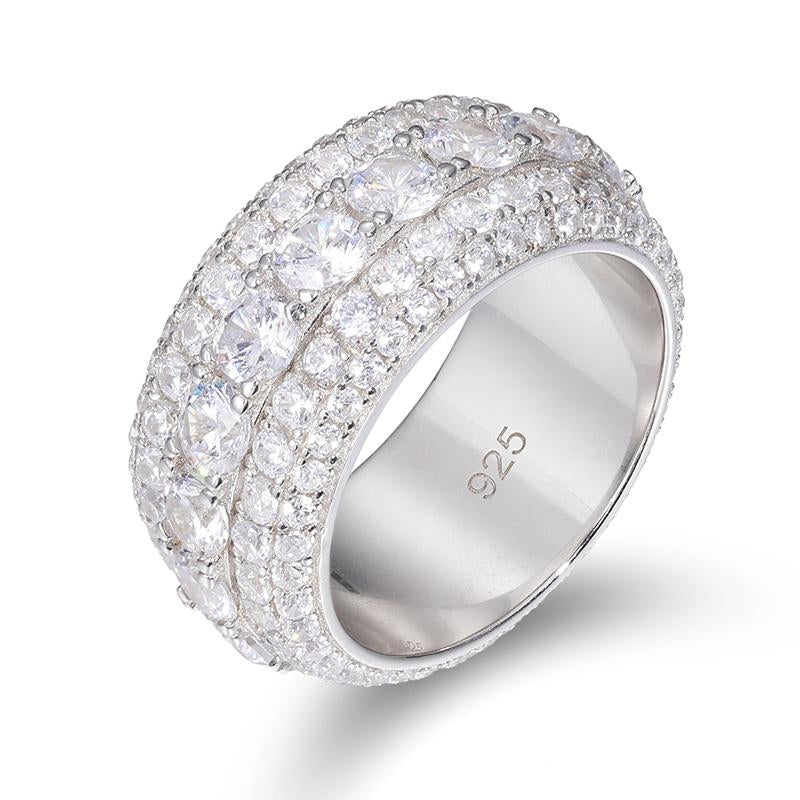 Moissanite Rings Setting Hip Hop Pave  S925 Sterling Silver Rings -JW00128-Veeddydropshipping