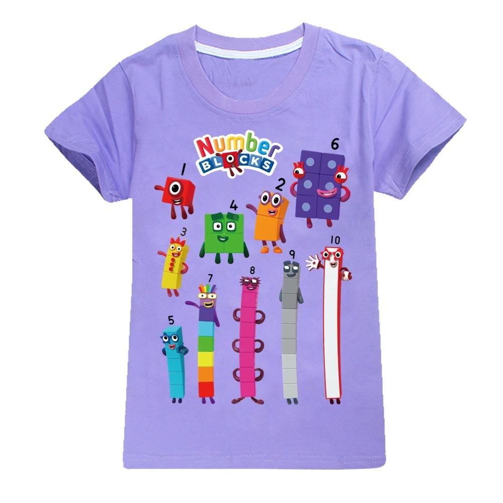 Kids Funny Number Blocks Clothes Summer Leisure T-shirt-Veeddydropshipping