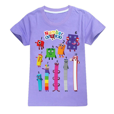 Kids Funny Number Blocks Clothes Summer Leisure T-shirt-Veeddydropshipping