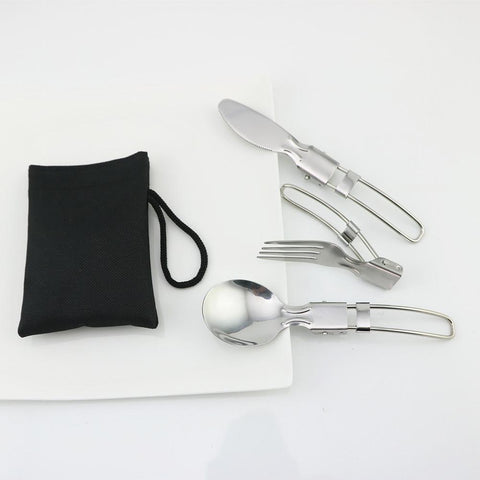 Tableware Stainless Steel Foldable Fork Spoon Knife Picnic Camping-OS01262-Veeddydropshipping
