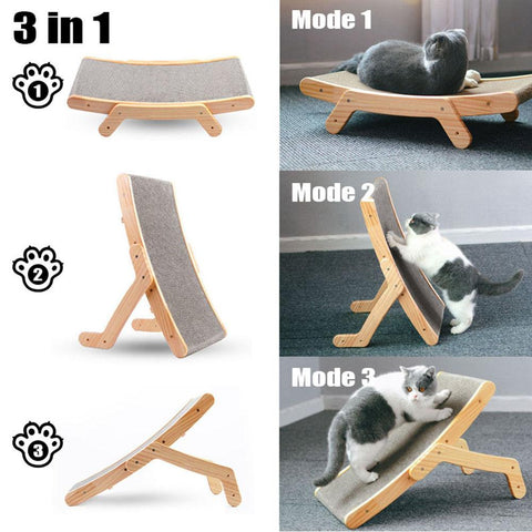 Wooden Cat Scratcher Scraper Detachable Lounge Bed-HA01411-Veeddydropshipping