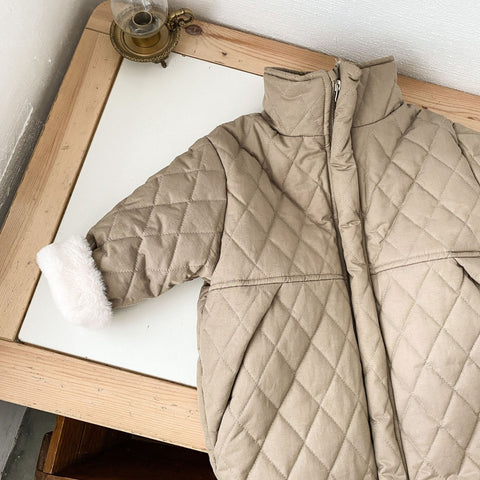 Korean style winter solid color loose long style quilted coats for Boys and girls-TB01193-Veeddydropshipping