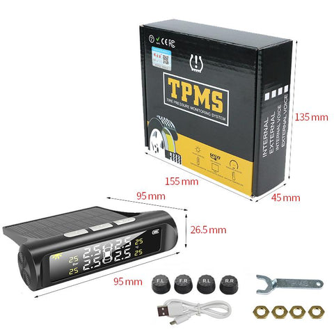 Car TPMS Tyre Pressure Monitoring System Solar Power Digital LCD Display-AM00142-Veeddydropshipping