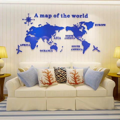 World Map Wall  3D Acrylic Wall Stickers-HA00208-Veeddydropshipping