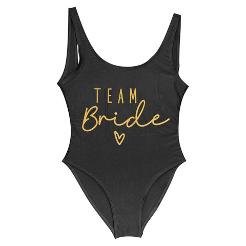 S-3XL Gold Print Team Bride One-Piece Swimsuit Squad Women Swimwear Bachelorette -OS00098-Veeddydropshipping