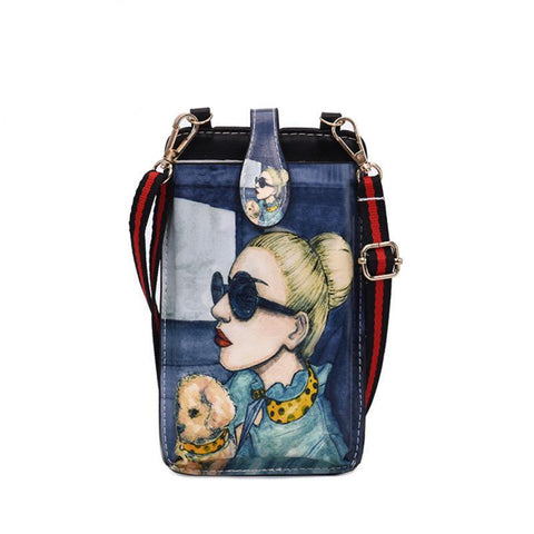 Bag Shoulder Bag PU Retro Cute Printing Messenger Small Square-BS00208-Veeddydropshipping