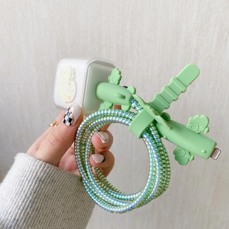 Cartoon Case Protector Charging Plug Cover Protection Sprial Cable-Veeddydropshipping