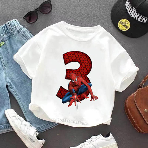 New Children T-Shirt Girl Boy Marvels SpiderMan Letter A-Z Kawaii-TB01130-Veeddydropshipping