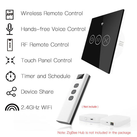 Tuya ZigBee RF Smart Touch Curtain Switch Roller Blinds Shutter Home App-TI01080-Veeddydropshipping