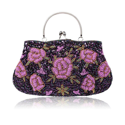 Evening Bags Handmade Beaded Flower Fine Party Purses-BS00233-Veeddydropshipping