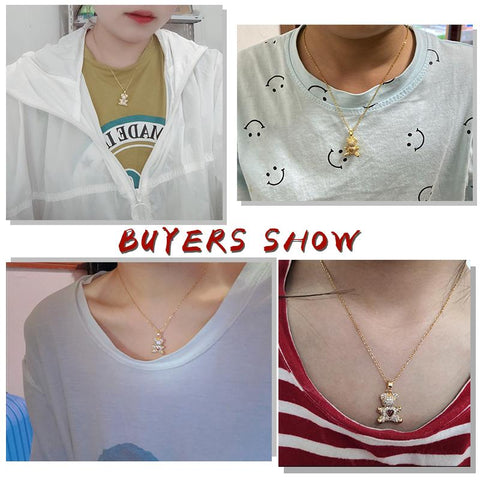 Lovely Bear  Dolphins Necklaces for women golden-JW01273-Veeddydropshipping