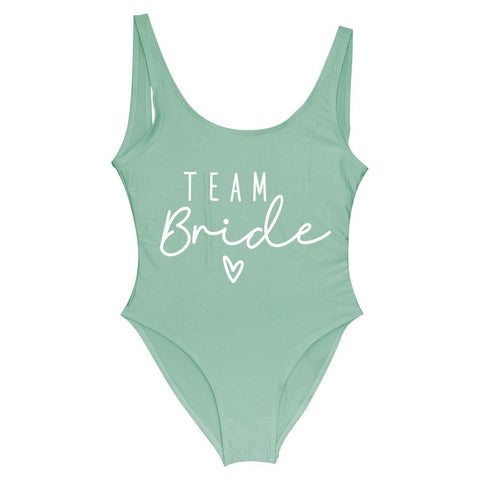 S-3XL Gold Print Team Bride One-Piece Swimsuit Squad Women Swimwear Bachelorette -OS00098-Veeddydropshipping