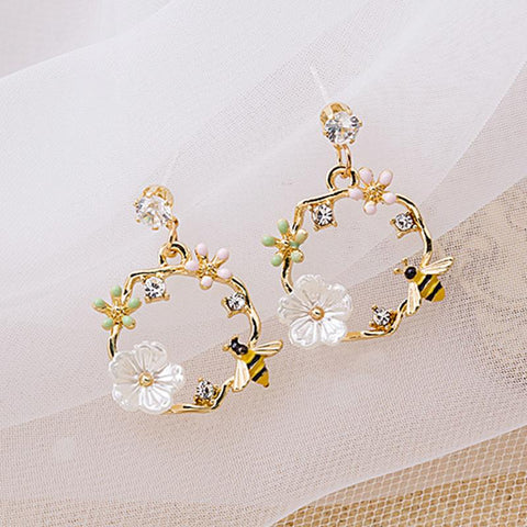 Korean Exquisite Flower Butterfly Earrings For Women Earring Girl-JW01449-Veeddydropshipping