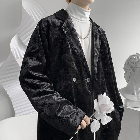 Velvet Blazer Jacket Men Autumn New Loose Club Party-MF01338-Veeddydropshipping