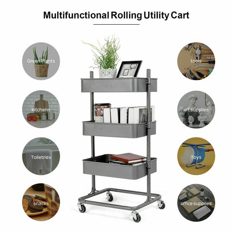 Tier Metal Rolling Utility Cart Storage-HA00899-Veeddydropshipping