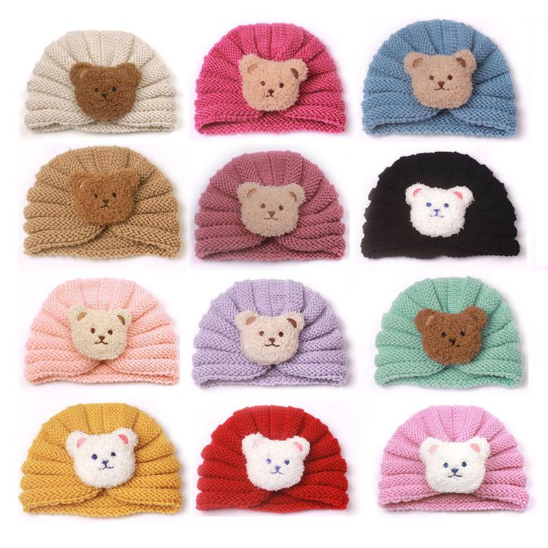 Cute Bear Baby Beanie Autumn Winter Knitted Hats for Girls Boys-TB00725-Veeddydropshipping