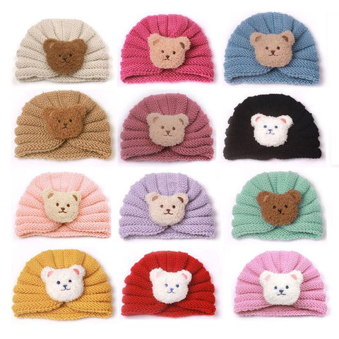 Cute Bear Baby Beanie Autumn Winter Knitted Hats for Girls Boys-TB00725-Veeddydropshipping