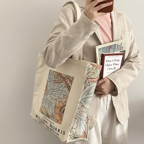 Bag Van Gogh Morris Vintage Oil Painting Zipper Books Handbag-BS00167-Veeddydropshipping