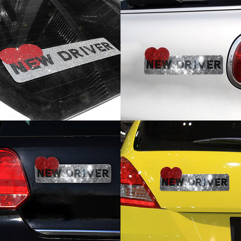 Dazzling Rhinestone Safety Sign For Student Teen Driver-AM00908-Veeddydropshipping