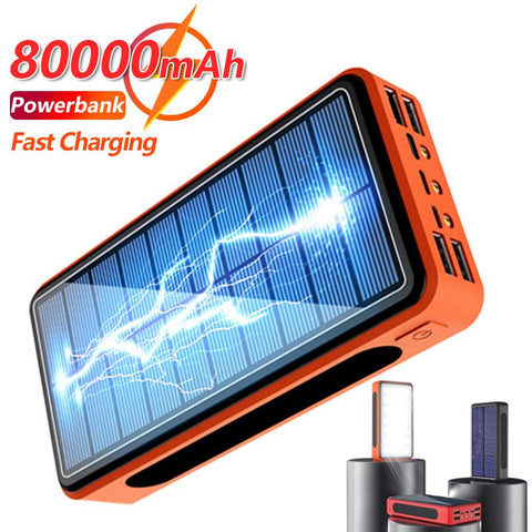 80000mAh Solar Power Bank with Large Capacity 4USB Port with LED Light Mobile Power-PA00457-Veeddydropshipping