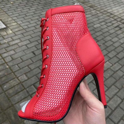 Mesh Sandals Summer Fashion Trend Comfort Peep Toe Boots Stilettos-BS00818-Veeddydropshipping