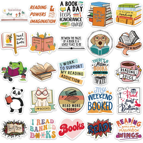10/50PCS Reading Book Day Student Stickers Vintage For DIY Kids-TB01655-Veeddydropshipping