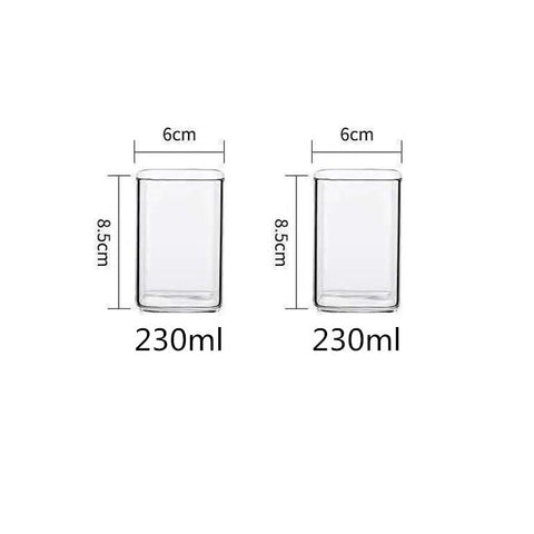 Square Glass Cup Mug Heat-Resistant Water Cups-HA01278-Veeddydropshipping