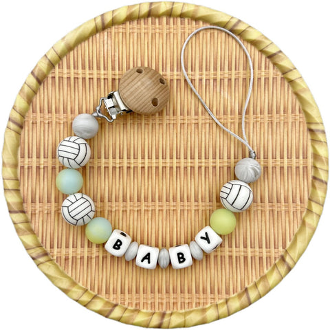 Personalized Letters Name Baby Football Silicone Night Pearl Pendant-TB00814-Veeddydropshipping