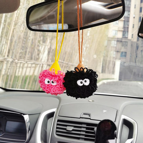 Cute Car Accessories Mirror Hanging Black Briquette Kawaii Flower-AM00054-Veeddydropshipping