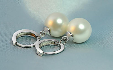 Pearl Earrings Natural Freshwater Pearl 925 Sterling Silver Earrings  -JW00162-Veeddydropshipping