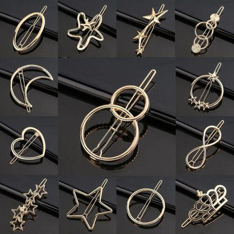 Women's Girls Geometric Metal Hair Clips-WF01073-Veeddydropshipping