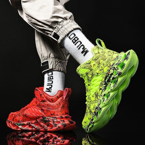 Graffiti Shoes 45 High Top Sneakers 46 Basketball Shoes-BS01410-Veeddydropshipping