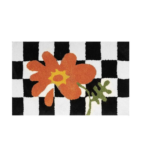 Chessboard Plaid Bath Mats Fluffy Grids Soft Floral Carpet-HA00469-Veeddydropshipping