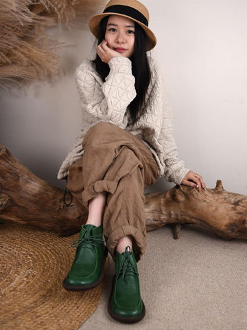 Women Lace Up Luxury Designers Boots Soft Soles-BS01018-Veeddydropshipping