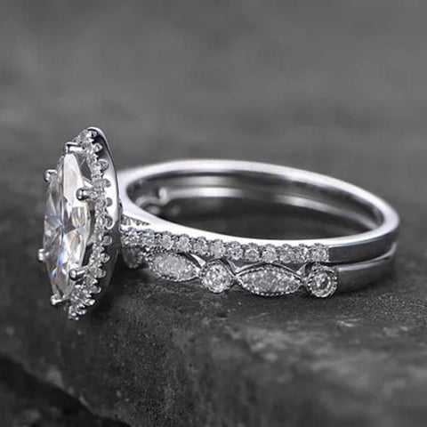 2Pcs Set Rings Women for Wedding Cubic Zirconia Modern Fashion -JW01400-Veeddydropshipping