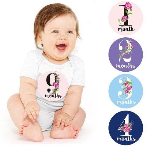 12PCS Month Stickers Baby Photography Milestone Paper Made Cards Newborn-TB00791-Veeddydropshipping