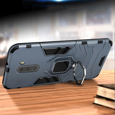 For Pocophone F1 Case Armor PC Cover Finger Ring Holder Phone Case-PA00322-Veeddydropshipping