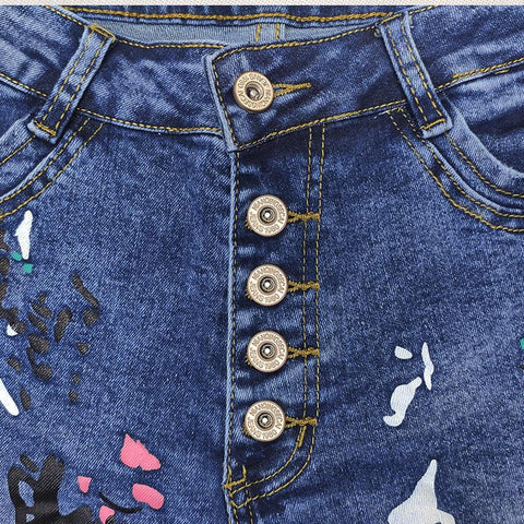 Women jeans high-waisted denim shorts-WF00476-Veeddydropshipping