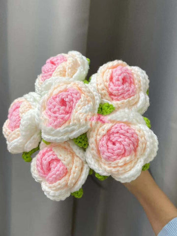 DIY Rose Flower Hand-Woven Imitation Crochet  Flower-HA00695-Veeddydropshipping