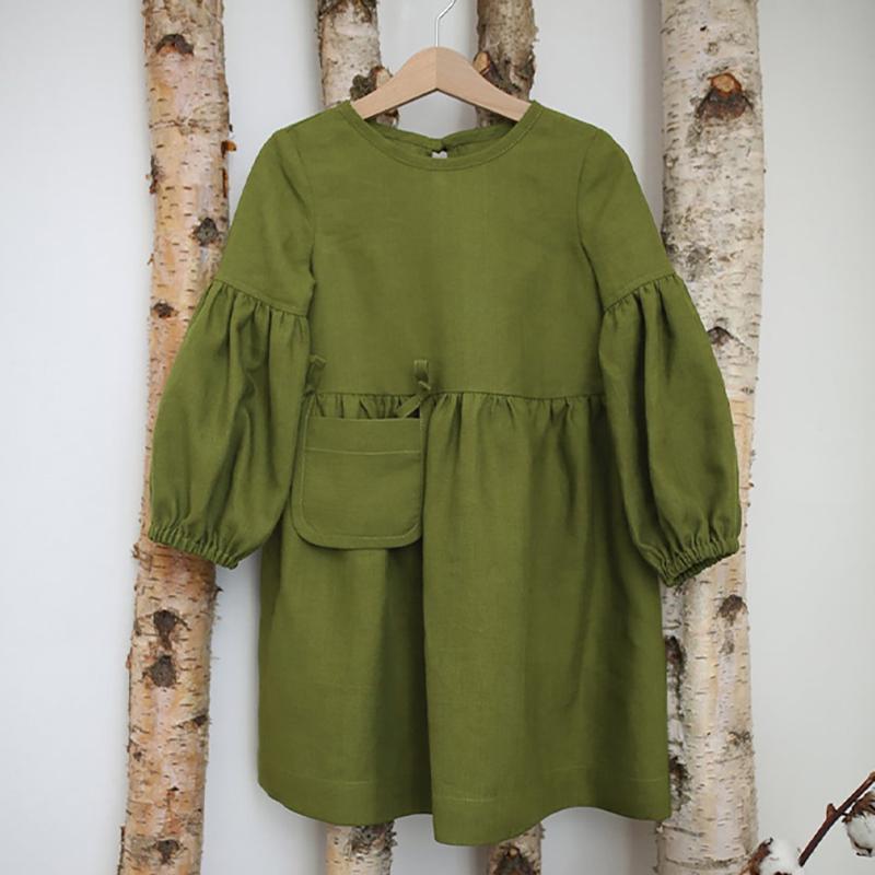 Kids Girls Retro Cotton Dress Autumn Children Korean-Veeddydropshipping