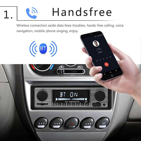 Bluetooth Car Radio Vintage Dual Knob MP3 Player FM Tuner Stereo-AM00648-Veeddydropshipping