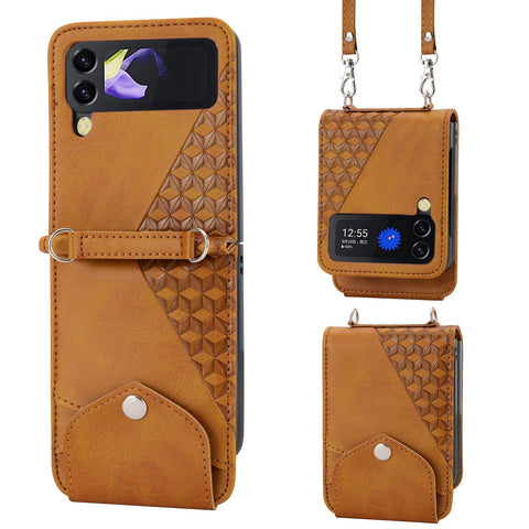 Lanyard Cards Slot Wallet Leather Case for Samsung Galaxy Z Flip 4 3 Flip3 5G-PA00215-Veeddydropshipping