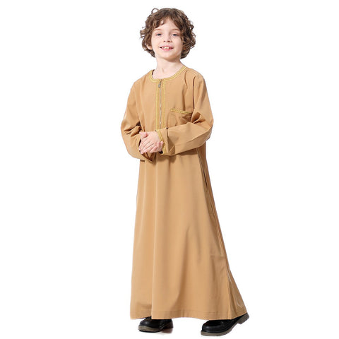 Spring And Autumn Teen Boys Solid Color Long Sleeve Robe Zipper-TB00915-Veeddydropshipping